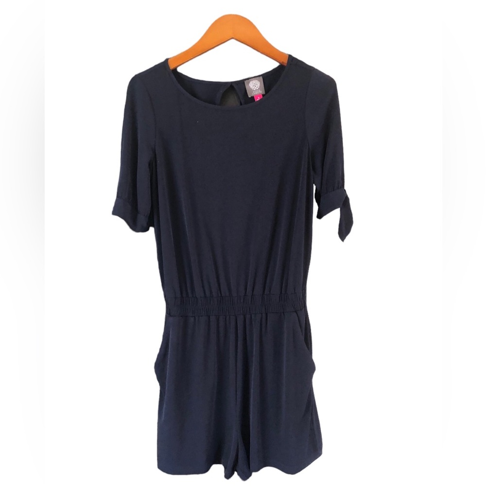 Vince Camuto Jersey Knit Blouson Romper Navy Blue S